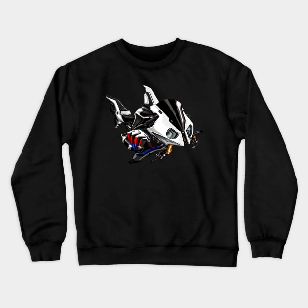 BMW S1000RR Shark White Blue & Red Crewneck Sweatshirt by MOTORIND